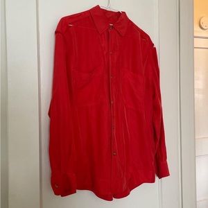 Tomato Red Vintage Silk Button Down